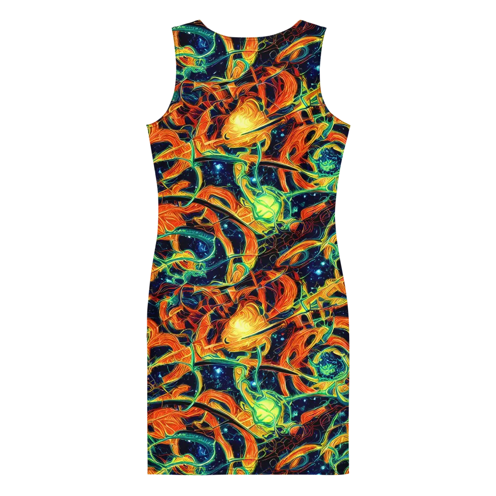 Neon Ember Garden on Bodycon Dress — Back