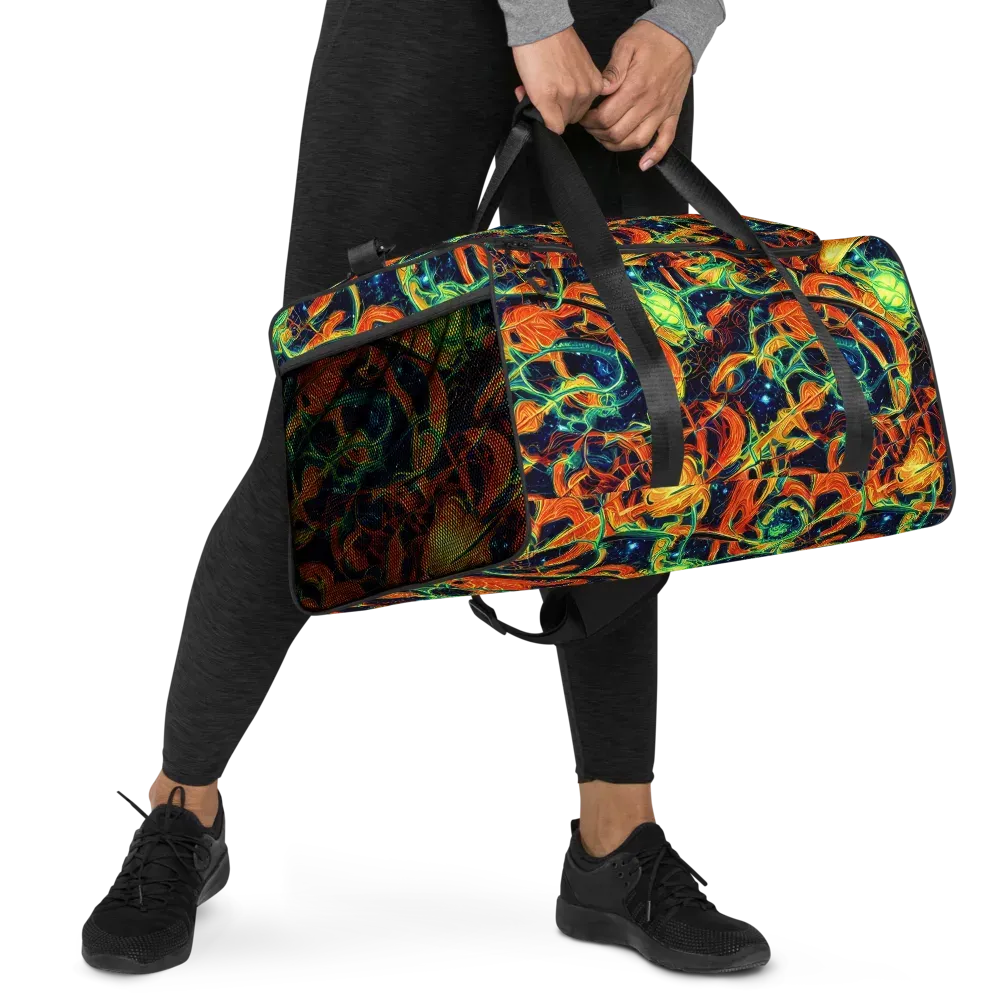 Neon Ember Garden on Duffle Bag — Right Front
