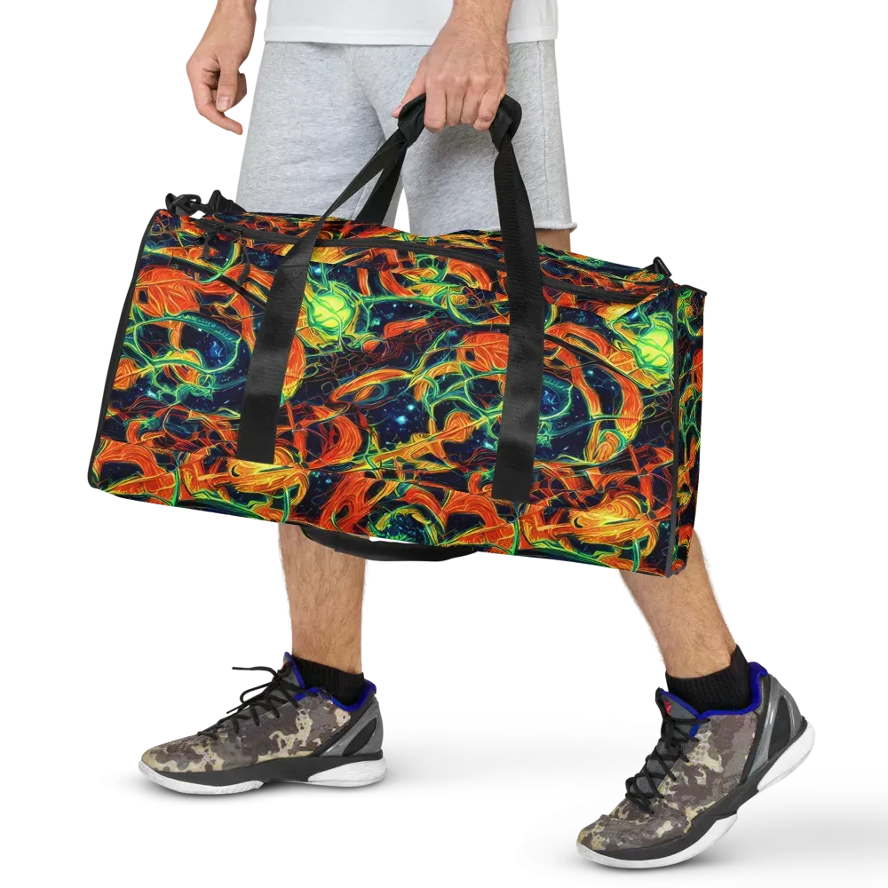 Neon Ember Garden on Duffle Bag — Front