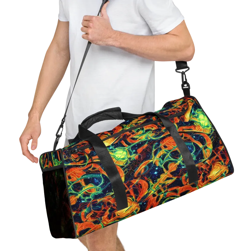 Neon Ember Garden on Duffle Bag — Right Front