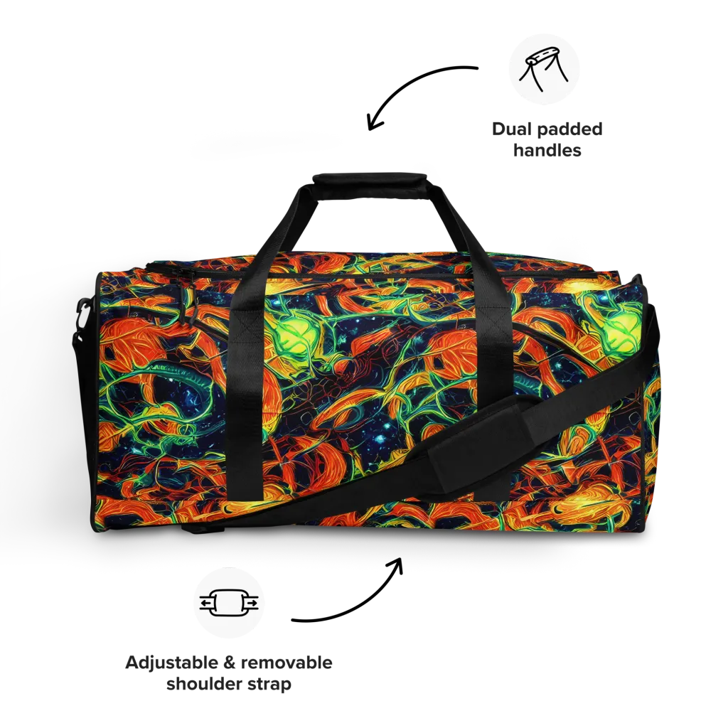 Neon Ember Garden on Duffle Bag — Front