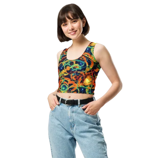 Neon Ember Garden on a Crop Top