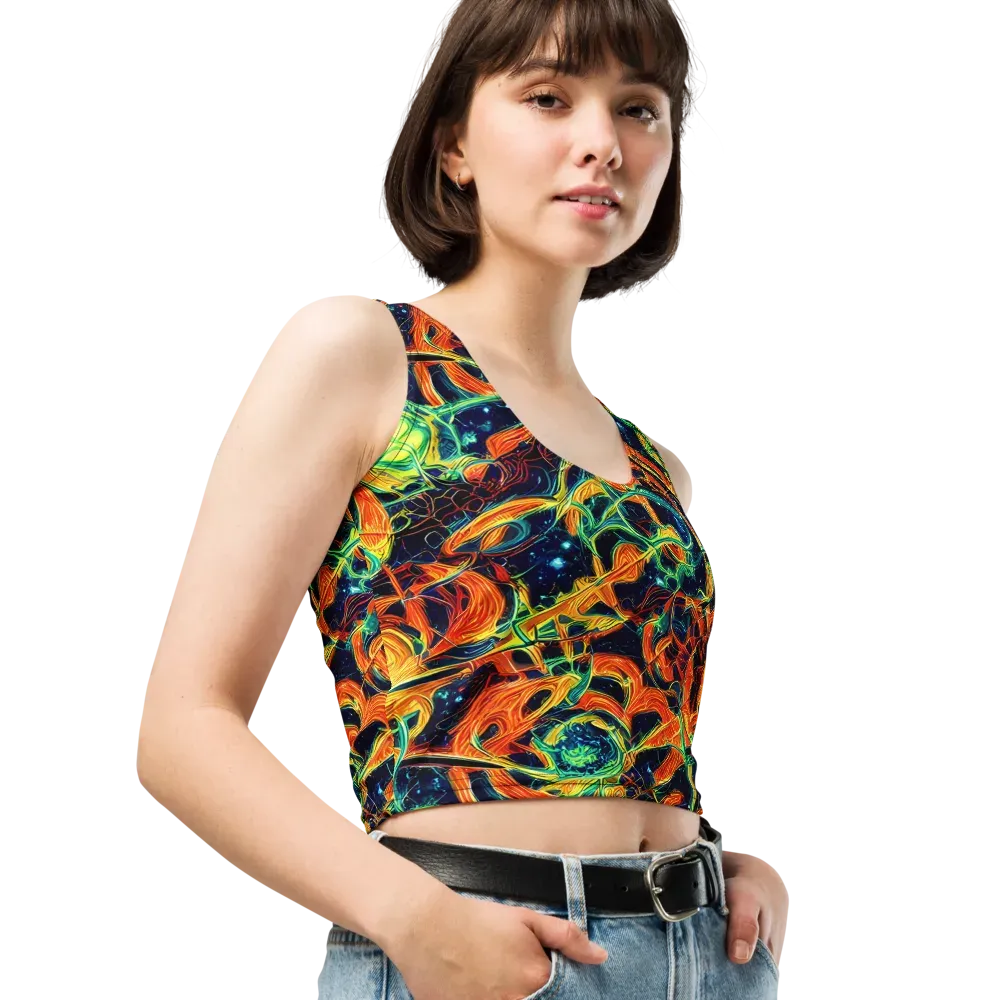 Neon Ember Garden on Crop Top — Right Front
