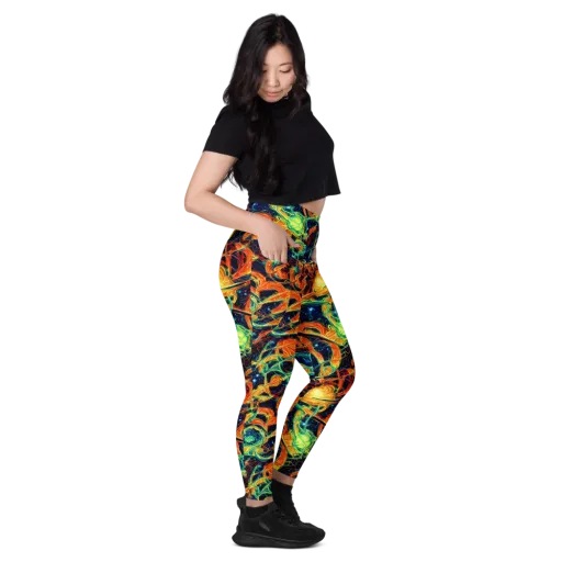 Neon Ember Garden on a Leggings with Pockets