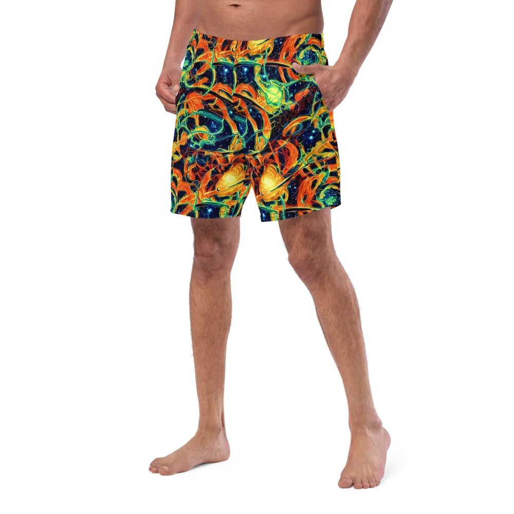 Neon Ember Garden on Swim Trunks — Left Front