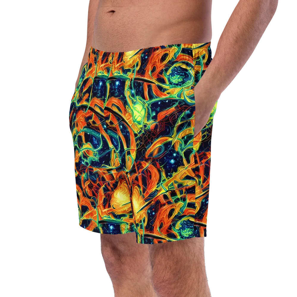 Neon Ember Garden on Swim Trunks — Left Front