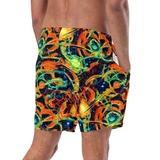 Neon Ember Garden on a Swim Trunks