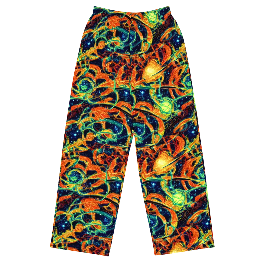 Neon Ember Garden on Wide-Leg Pants — Front