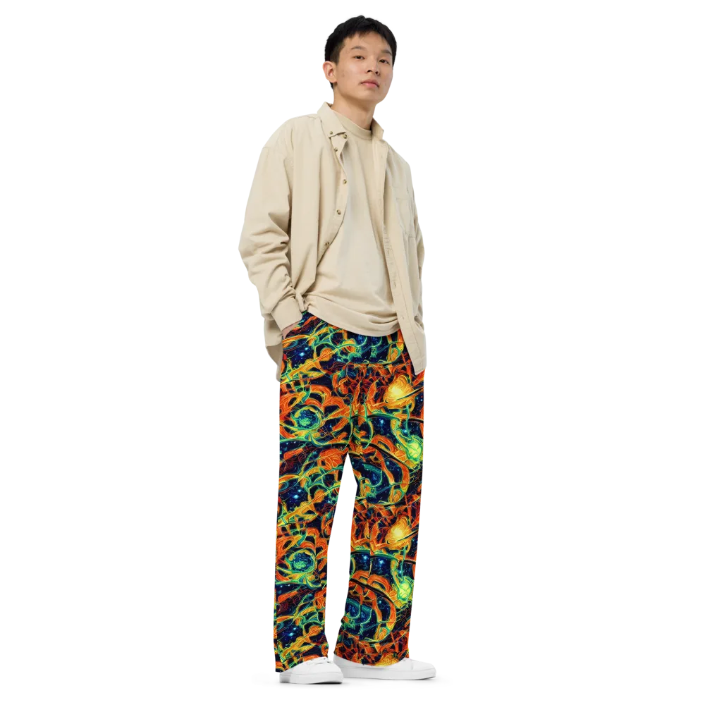Neon Ember Garden on Wide-Leg Pants — Right Front