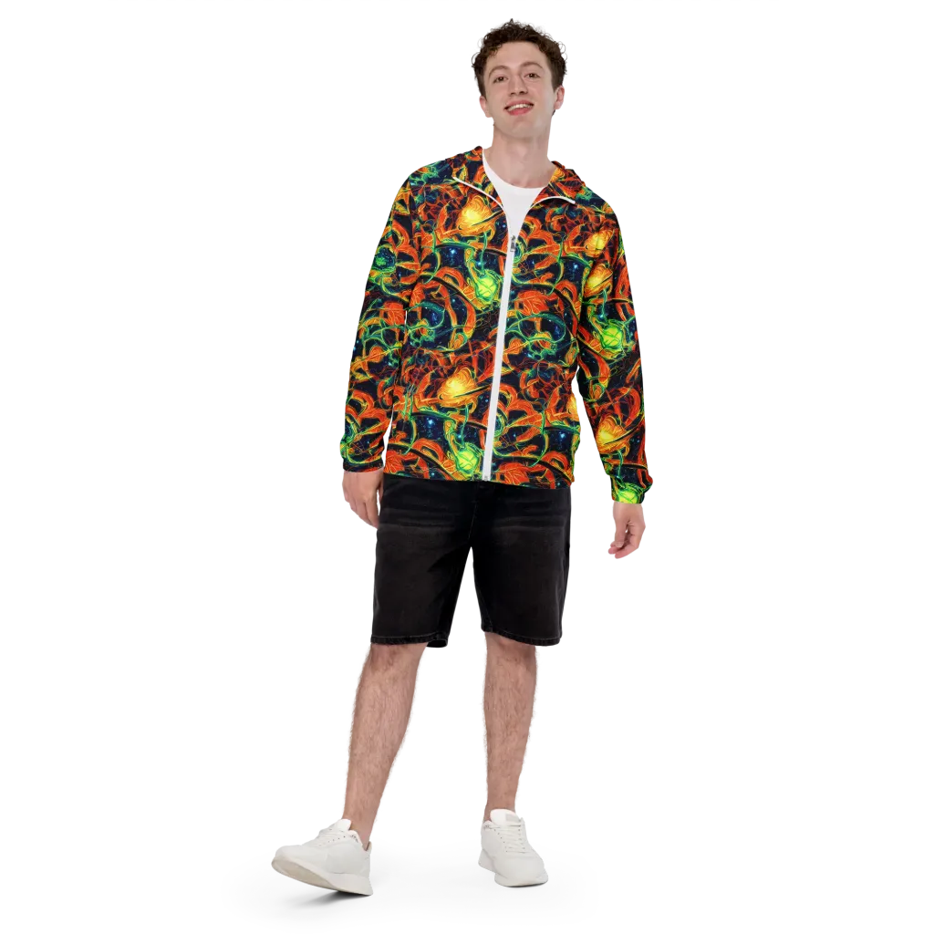 Neon Ember Garden on Men's Windbreaker — Front