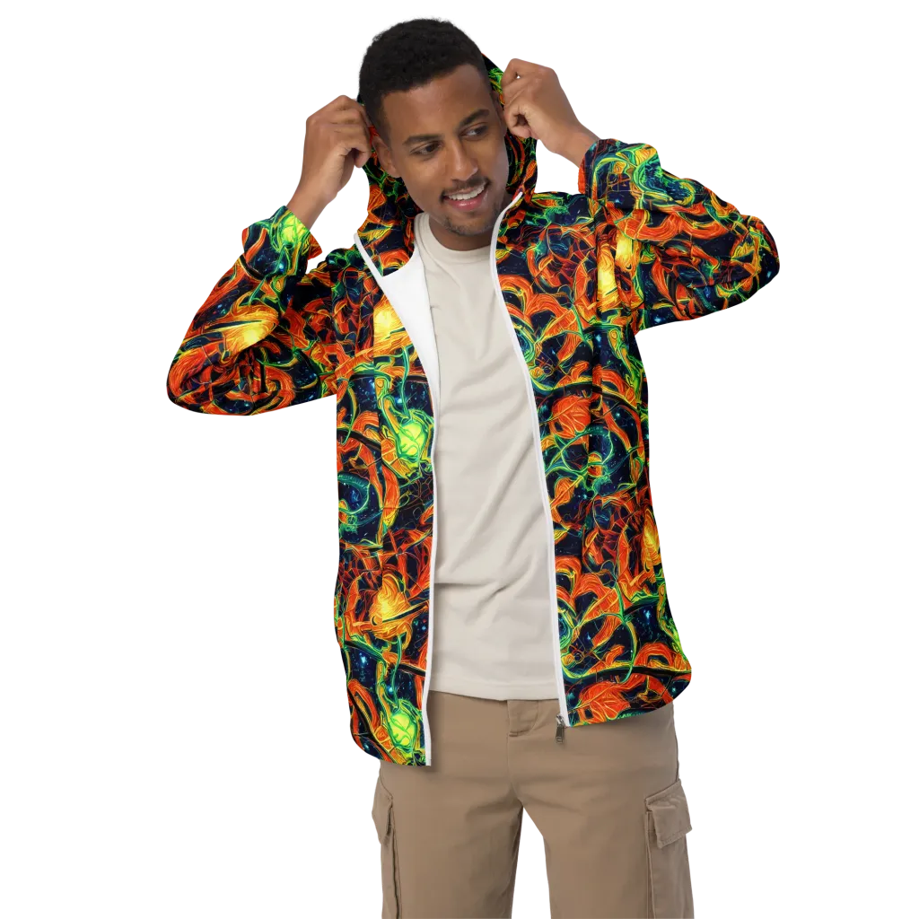 Neon Ember Garden on Men's Windbreaker — Front