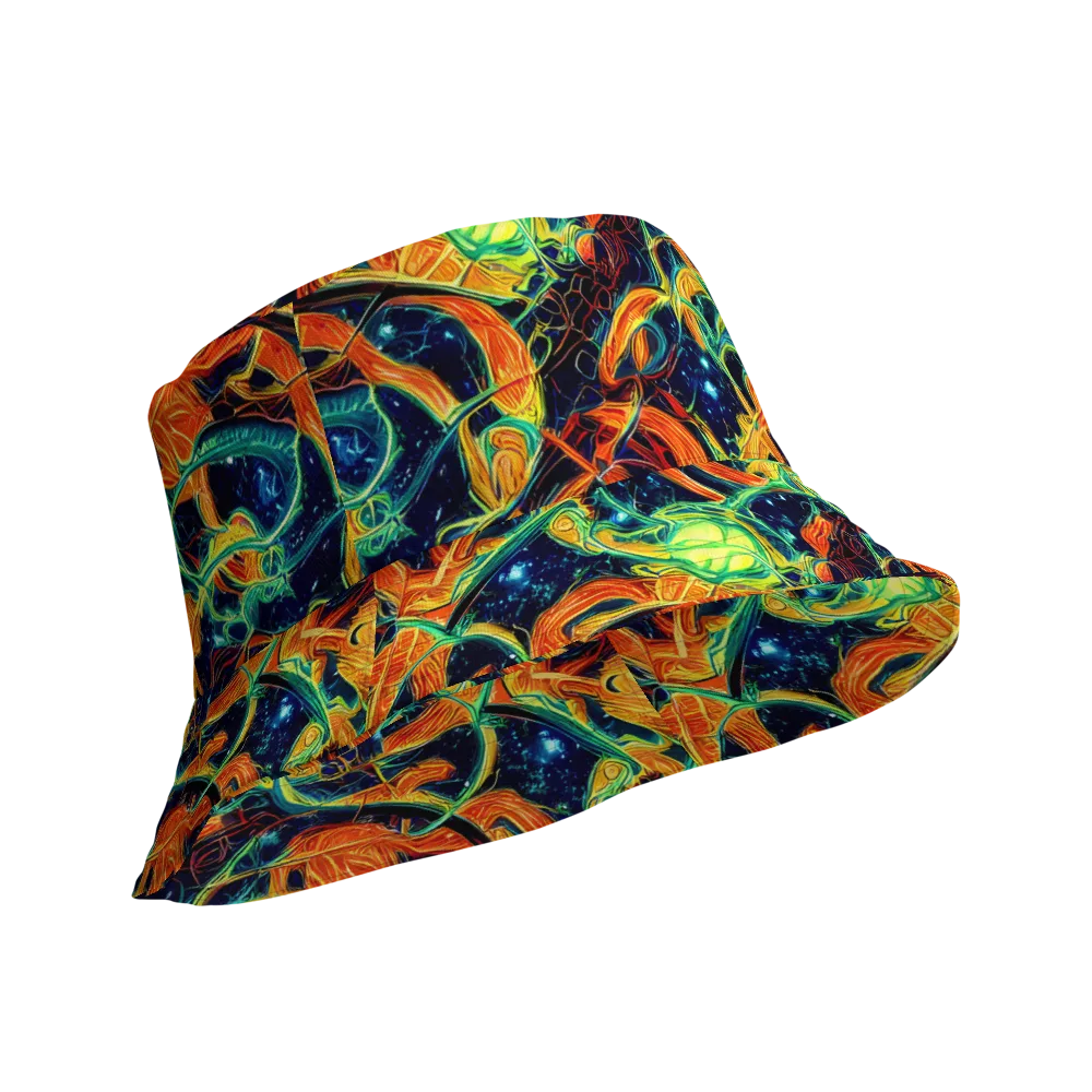 Neon Ember Garden on Reversible Bucket Hat — Product details Outside