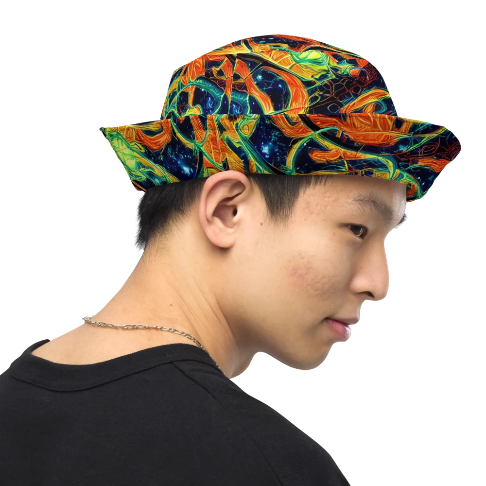 Neon Ember Garden on Reversible Bucket Hat — Right Outside