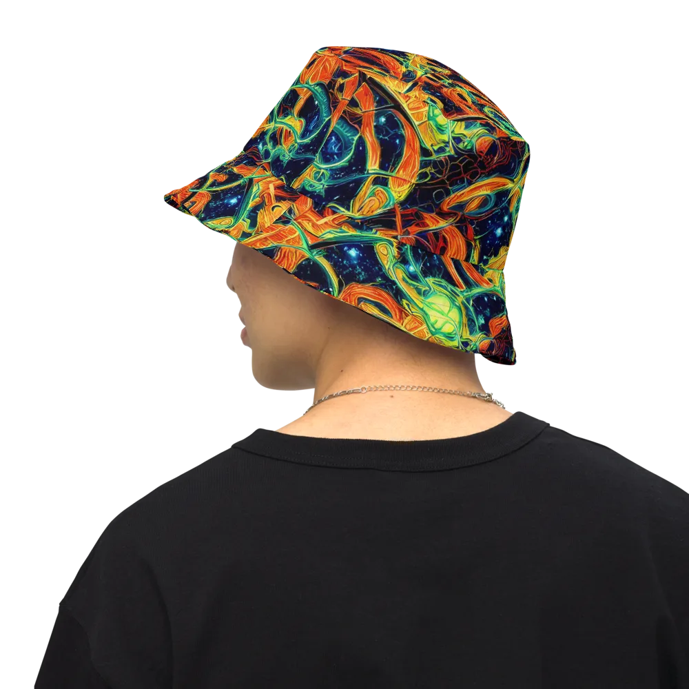 Neon Ember Garden on Reversible Bucket Hat — Back Inside
