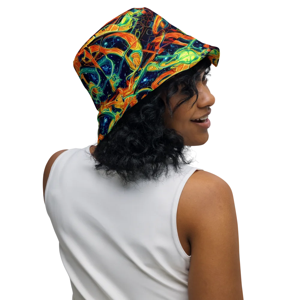 Neon Ember Garden on Reversible Bucket Hat — Right Outside