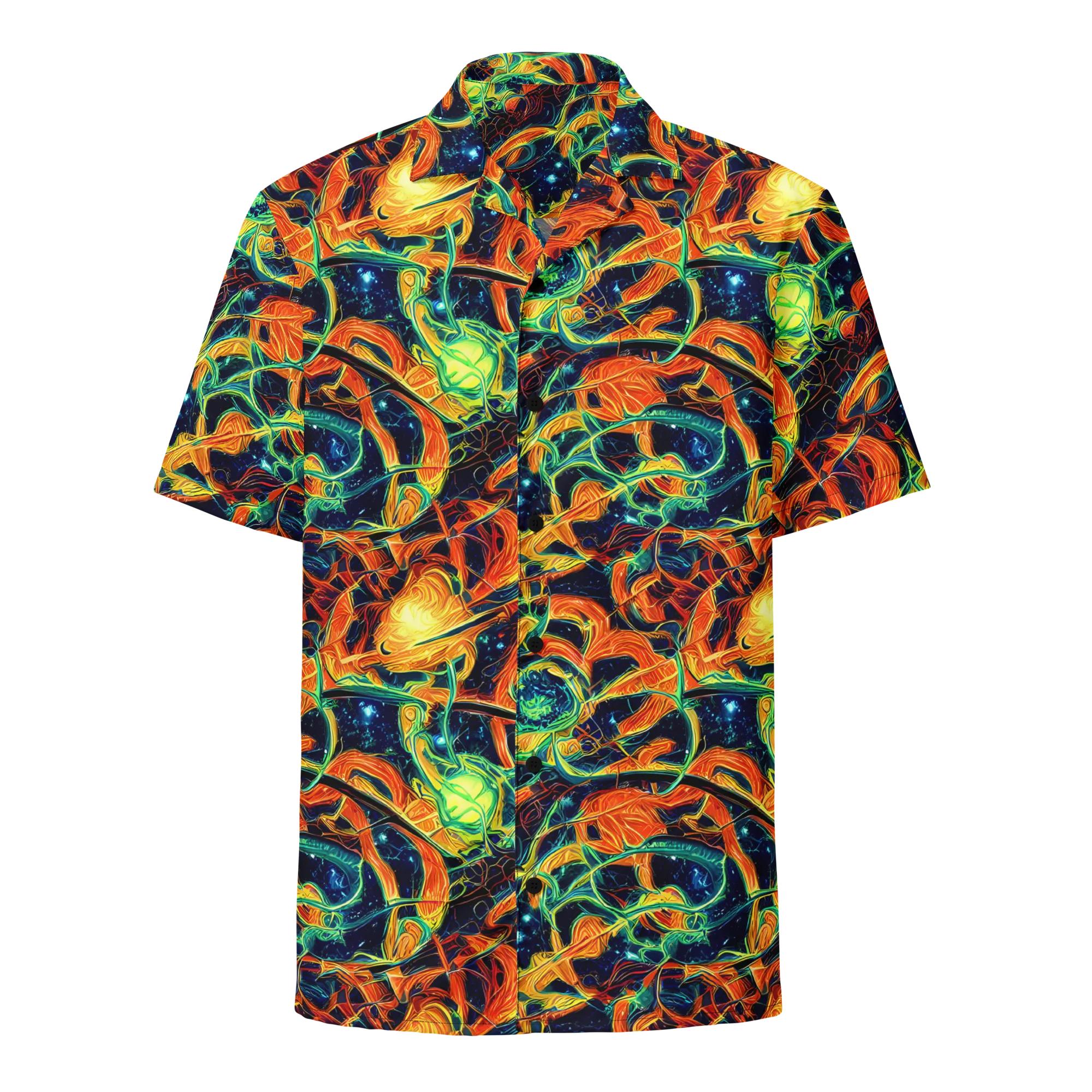 Neon Ember Garden on Button Shirt — Front