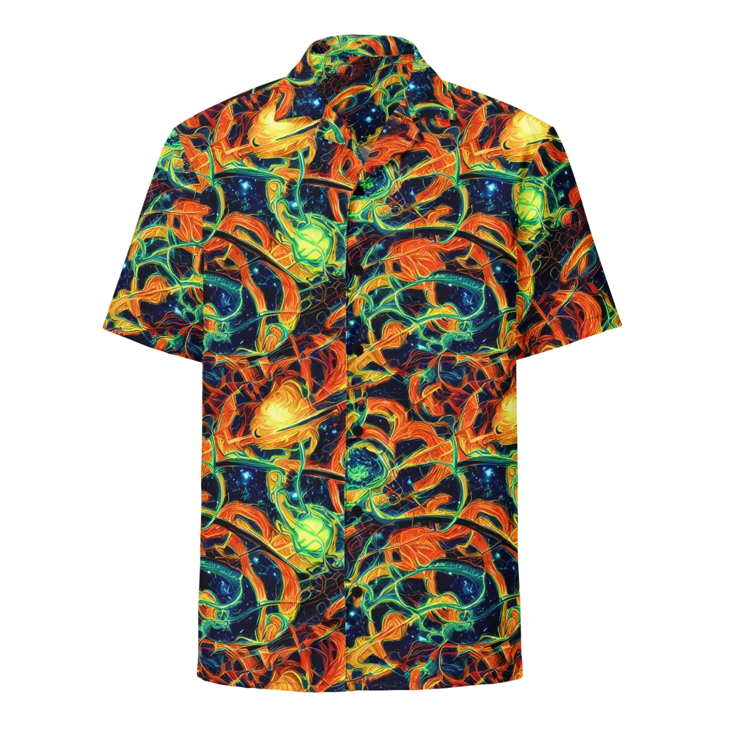 Neon Ember Garden on Button Shirt — Front