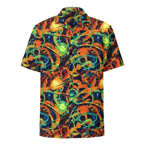 Neon Ember Garden on a Button Shirt