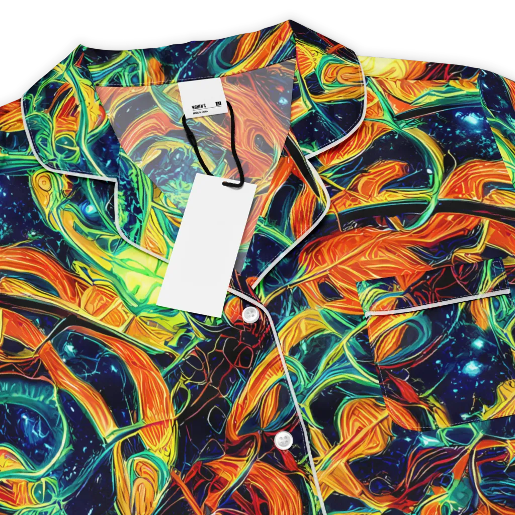 Neon Ember Garden on Women's Short Sleeve Pajama Top — Product details