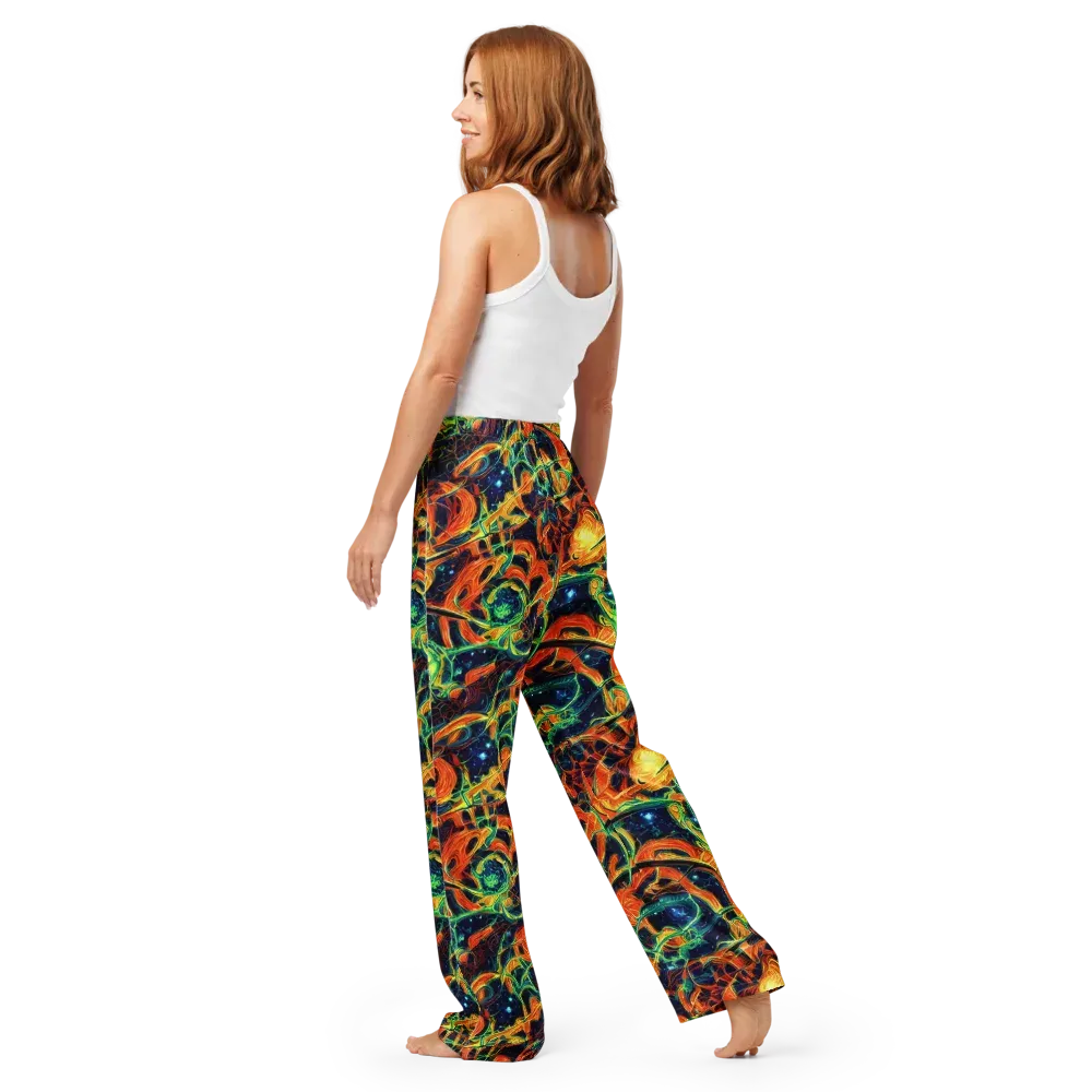 Neon Ember Garden on Women's Pajama Pants — Back