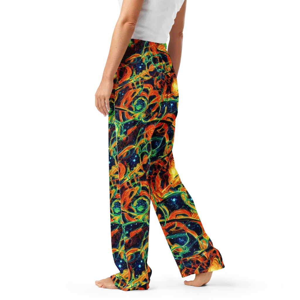 Neon Ember Garden on Women's Pajama Pants — Left