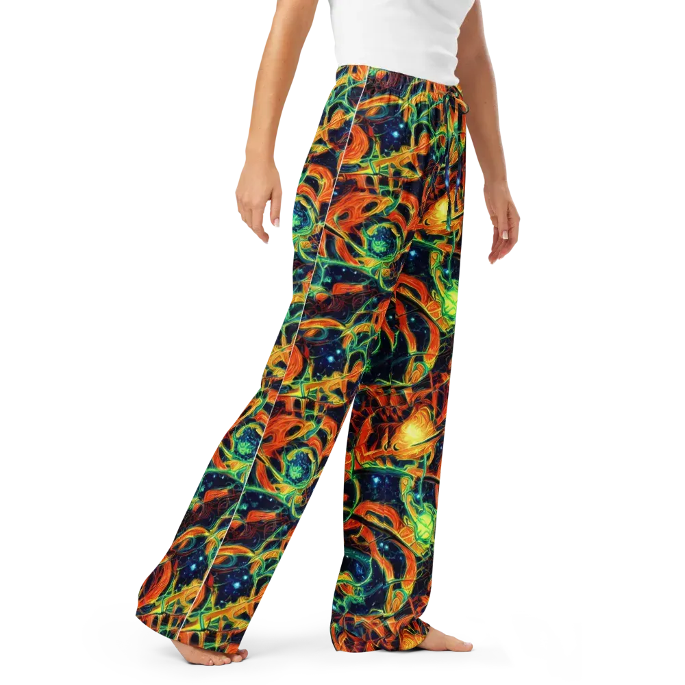 Neon Ember Garden on Women's Pajama Pants — Right Front