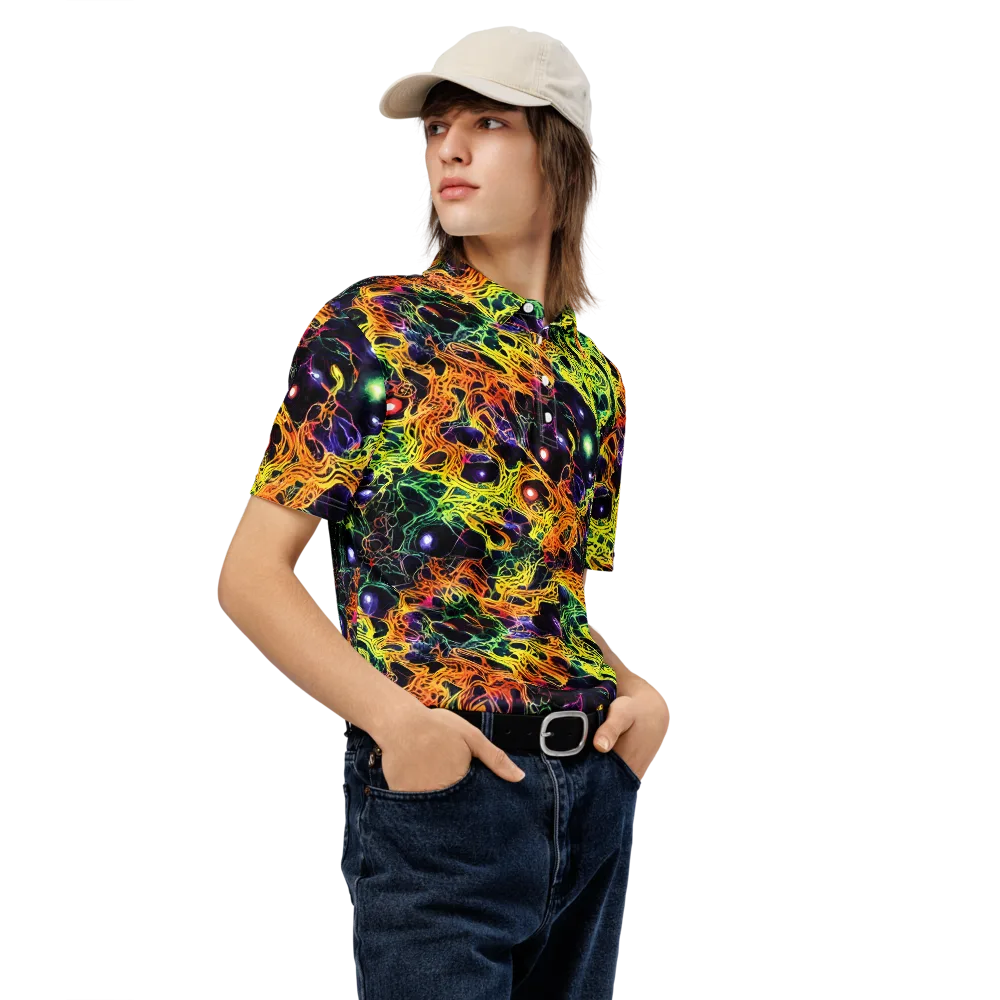 Voltage Veins on Men's Slim Fit Polo Shirt — Right Front