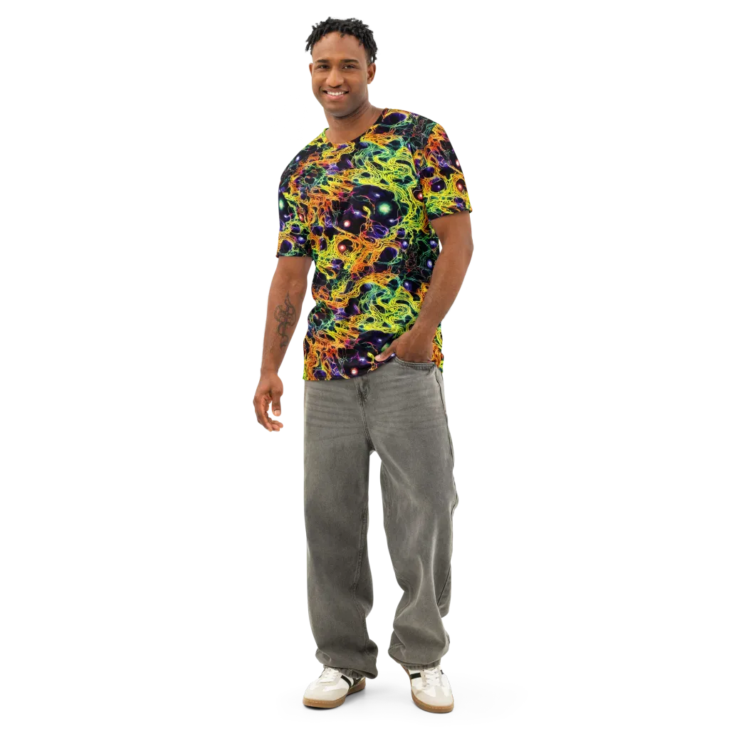 Voltage Veins on Men's Cotton Crew Neck T-Shirt — Front