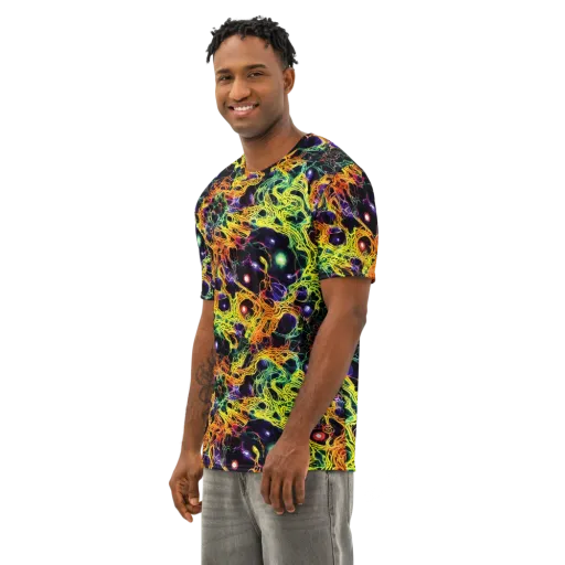 Voltage Veins on a Men's Cotton Crew Neck T-Shirt