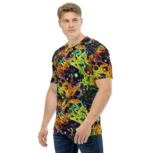 Voltage Veins on a Men's Crew Neck T-Shirt