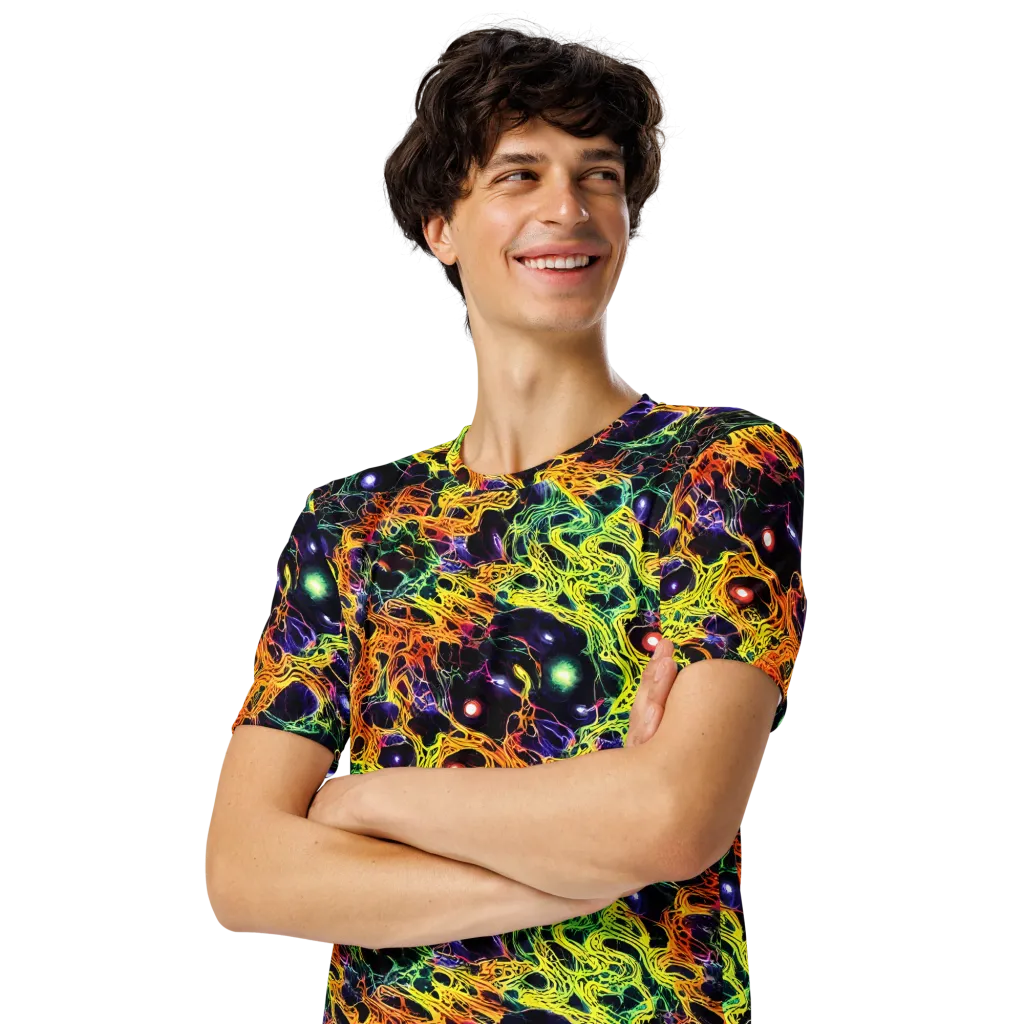 Voltage Veins on Men's Crew Neck T-Shirt — Left Front