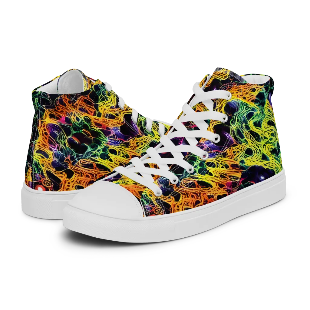 Voltage Veins on Men's High Top Canvas Shoes — Left
