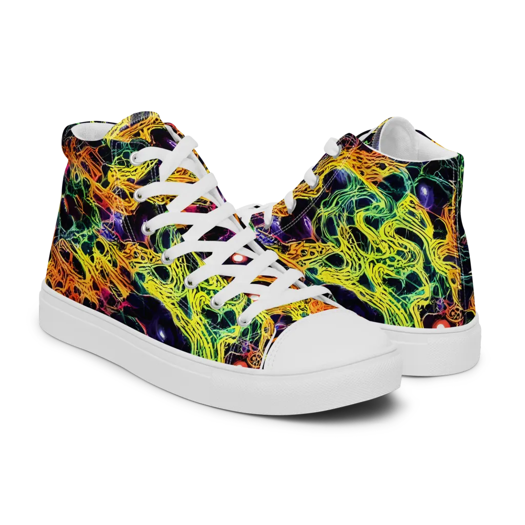 Voltage Veins on Men's High Top Canvas Shoes — Right