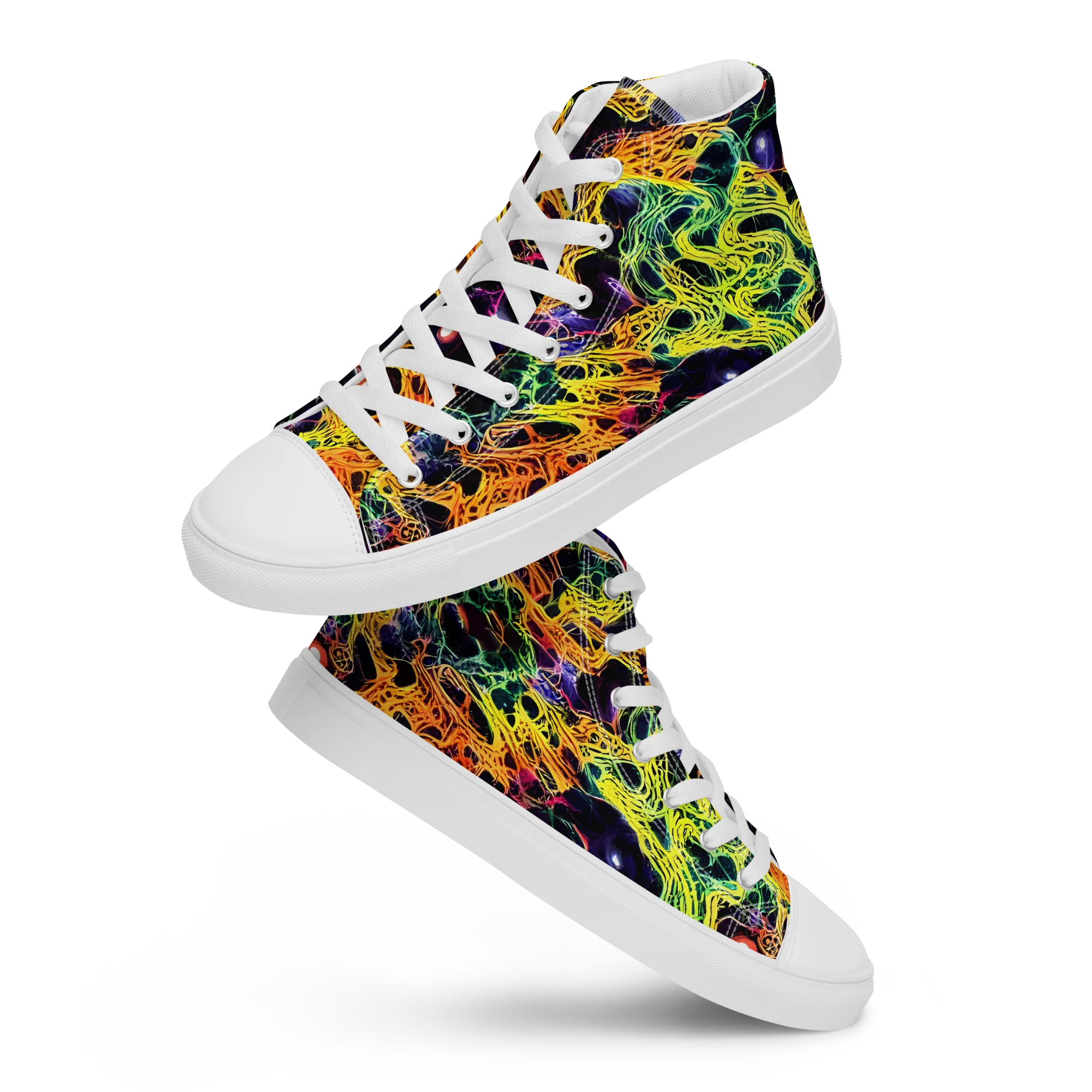 Voltage Veins on Men's High Top Canvas Shoes — Front