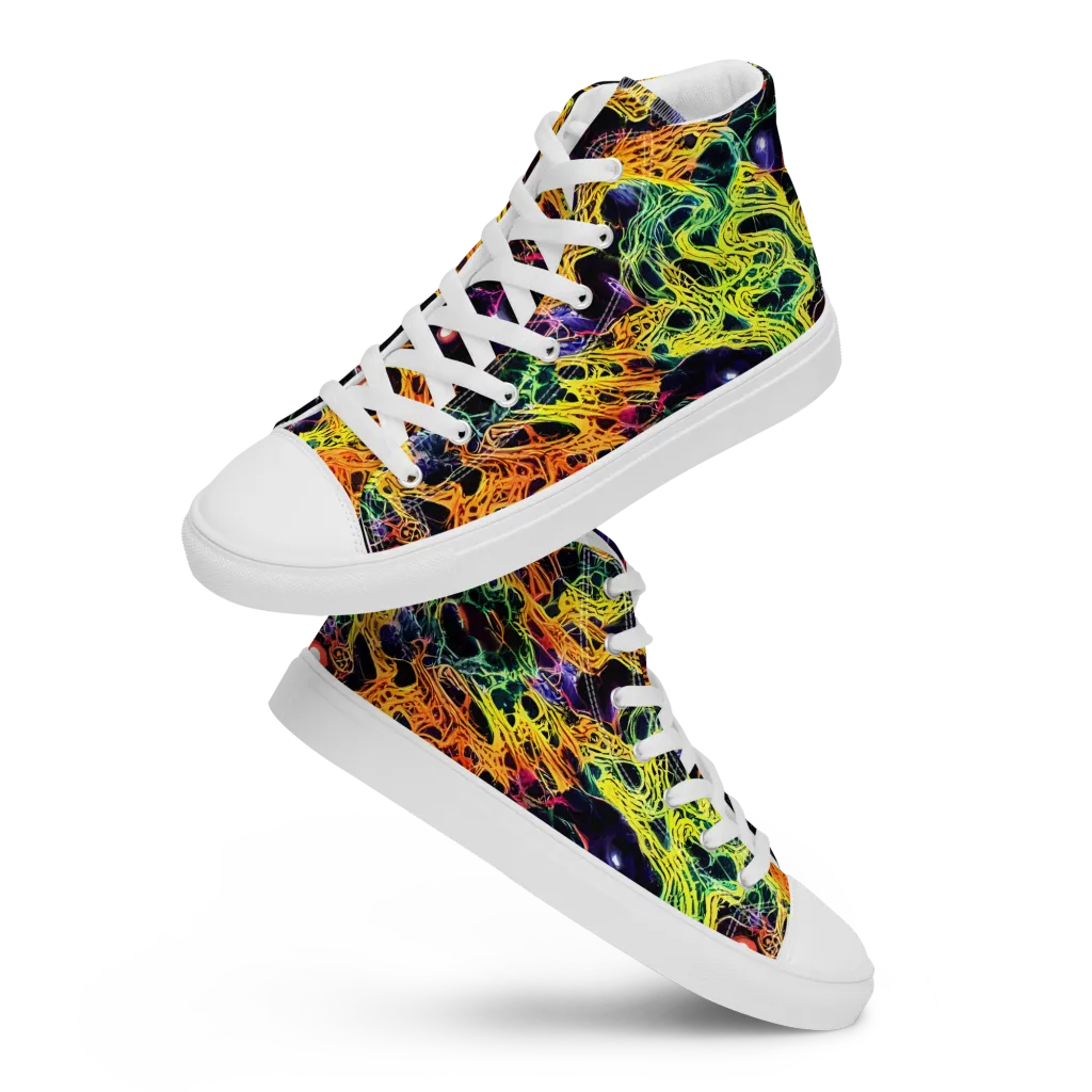 Voltage Veins on Men's High Top Canvas Shoes — Front