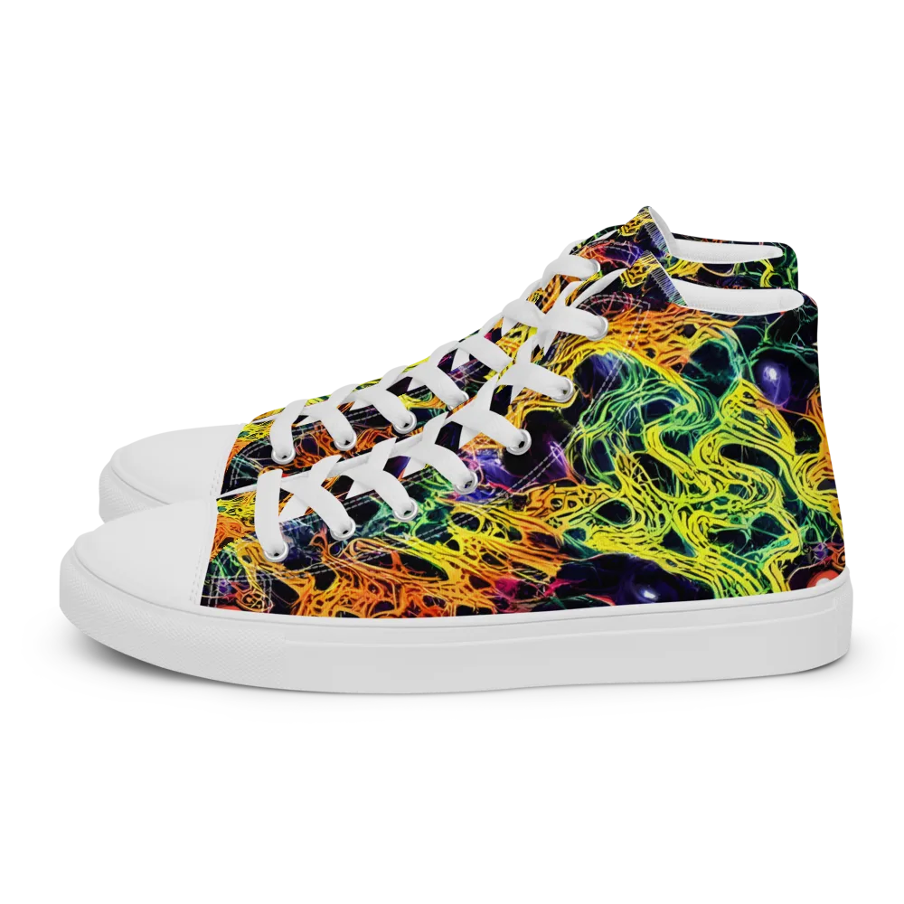 Voltage Veins on Women's High Top Canvas Shoes — Left
