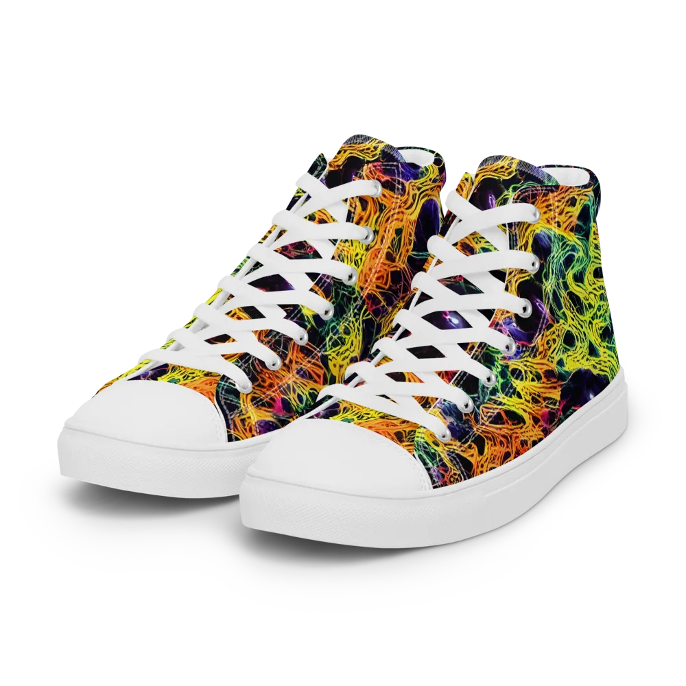 Voltage Veins on Women's High Top Canvas Shoes — Left Front
