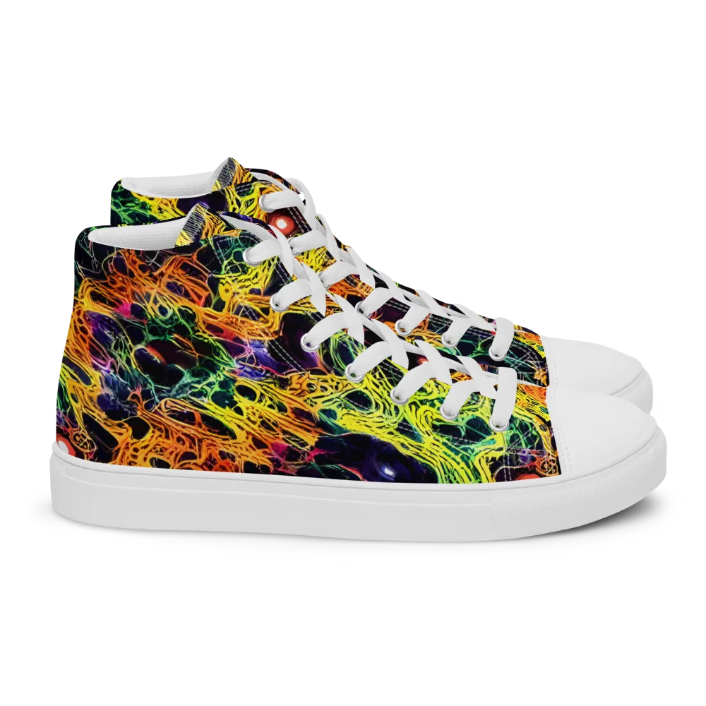 Voltage Veins on Women's High Top Canvas Shoes — Right