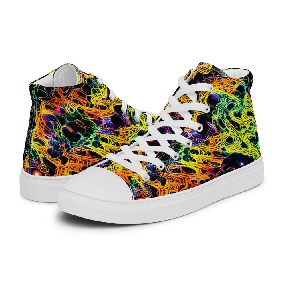 Voltage Veins on Women's High Top Canvas Shoes — Left