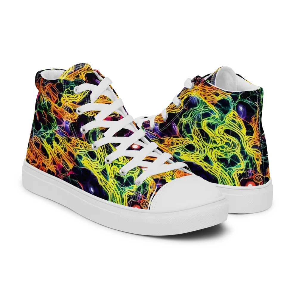 Voltage Veins on Women's High Top Canvas Shoes — Right