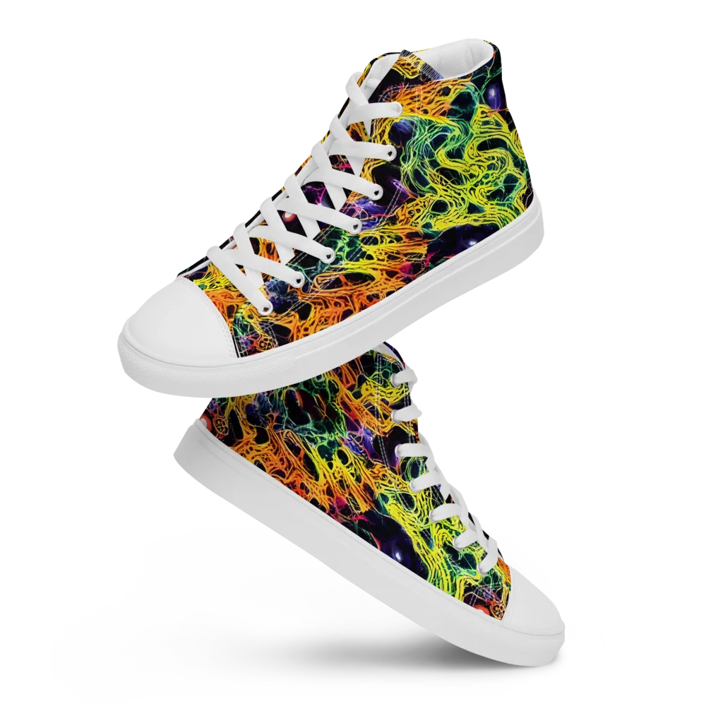 Voltage Veins on Women's High Top Canvas Shoes — Front