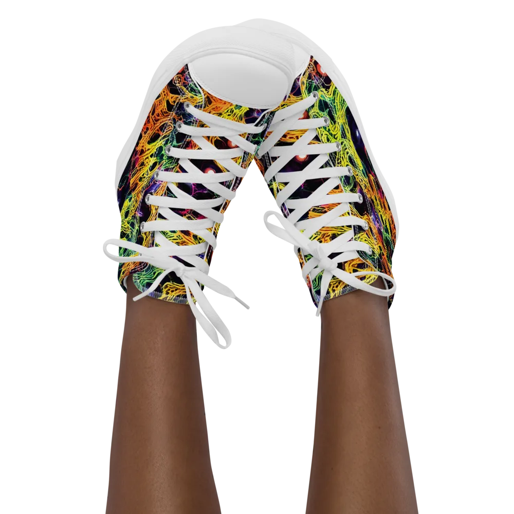 Voltage Veins on Women's High Top Canvas Shoes — Front