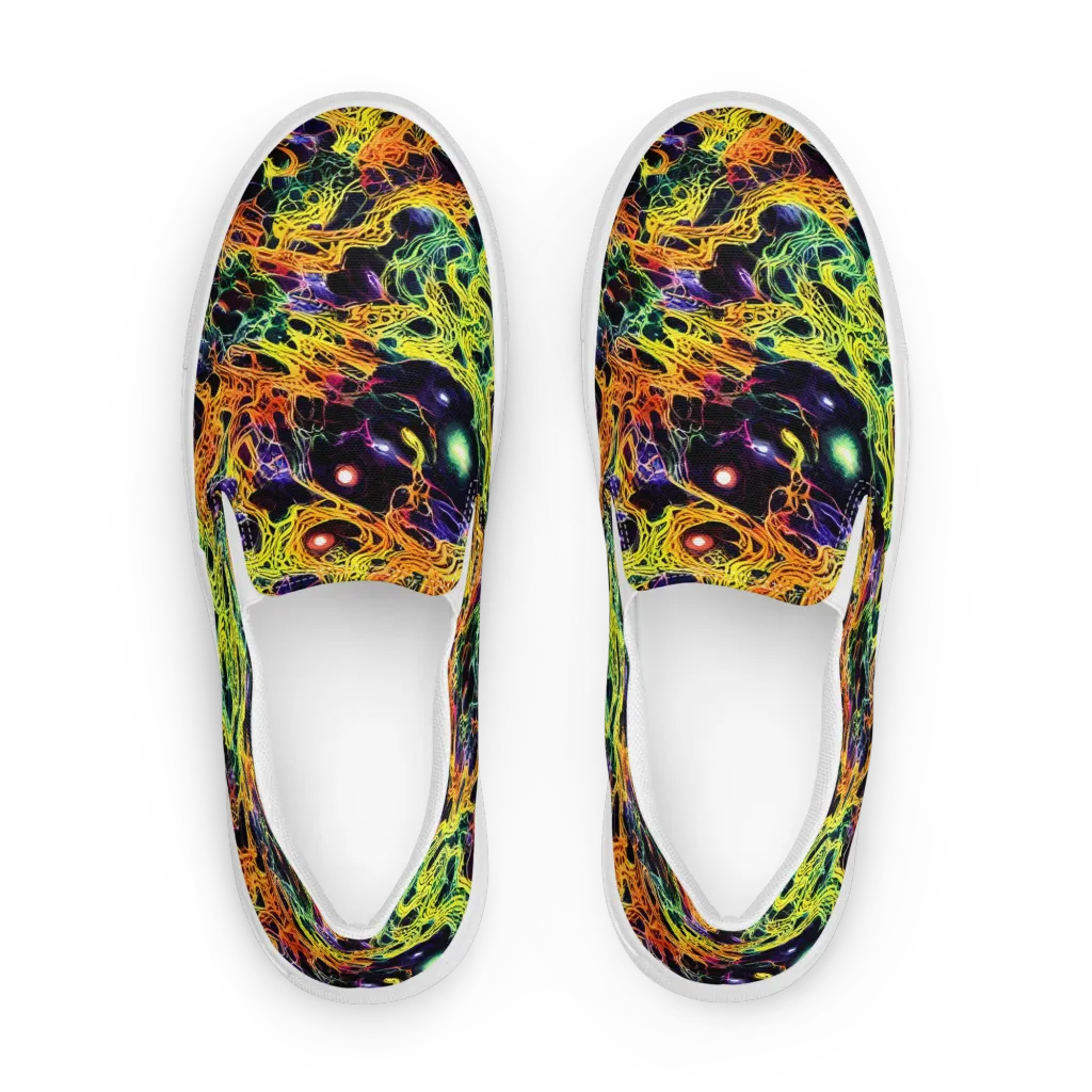 Voltage Veins on Men's Slip-On Canvas Shoes — Front