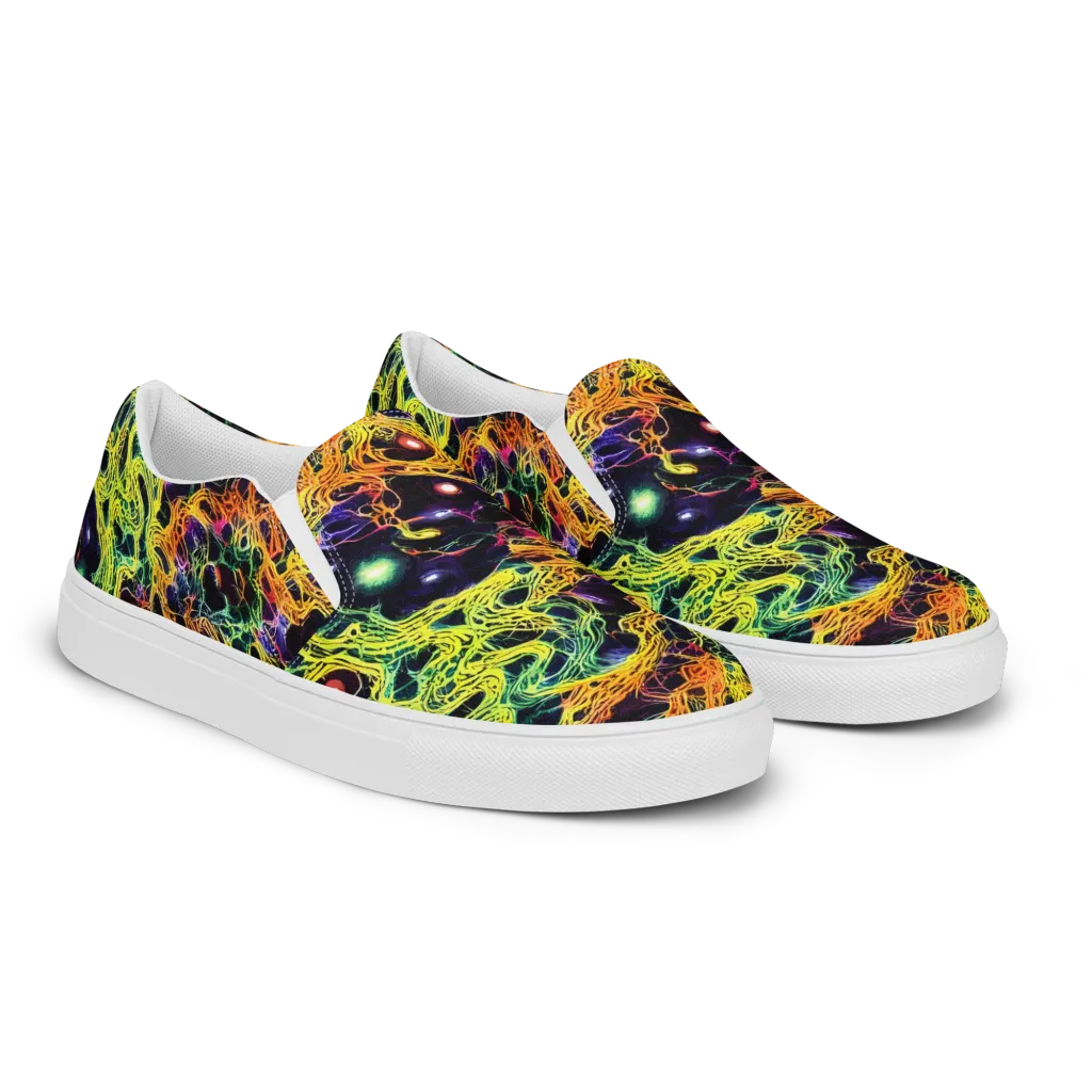 Voltage Veins on Men's Slip-On Canvas Shoes — Right Front