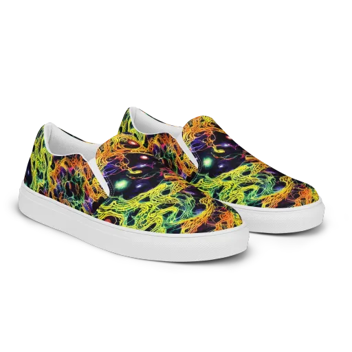 Voltage Veins on a Men's Slip-On Canvas Shoes