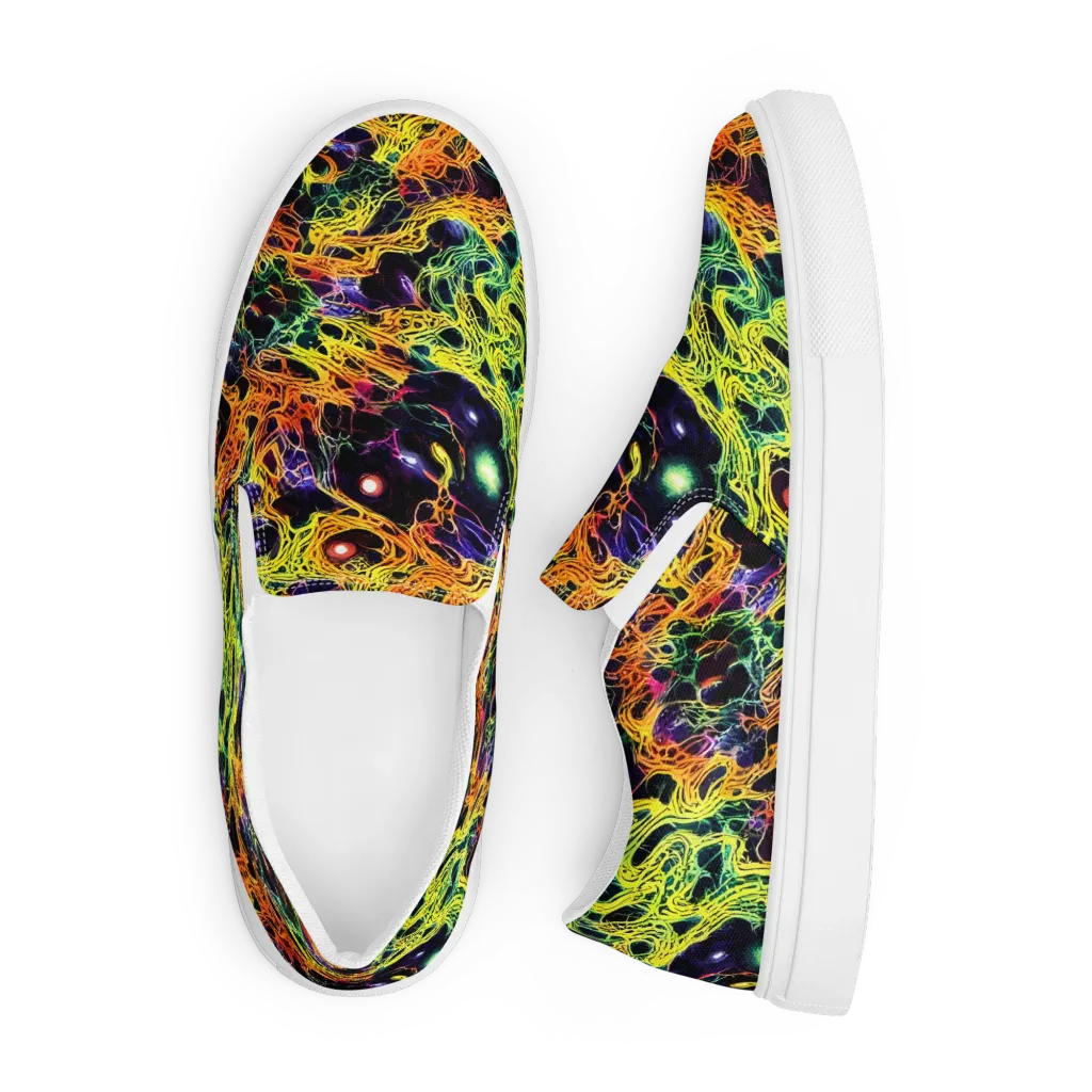Voltage Veins on Men's Slip-On Canvas Shoes — Front