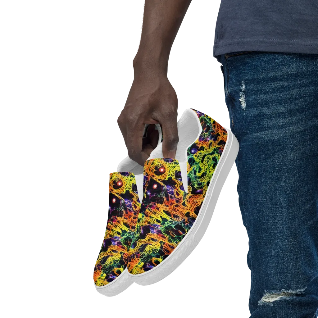 Voltage Veins on Men's Slip-On Canvas Shoes — Left Front