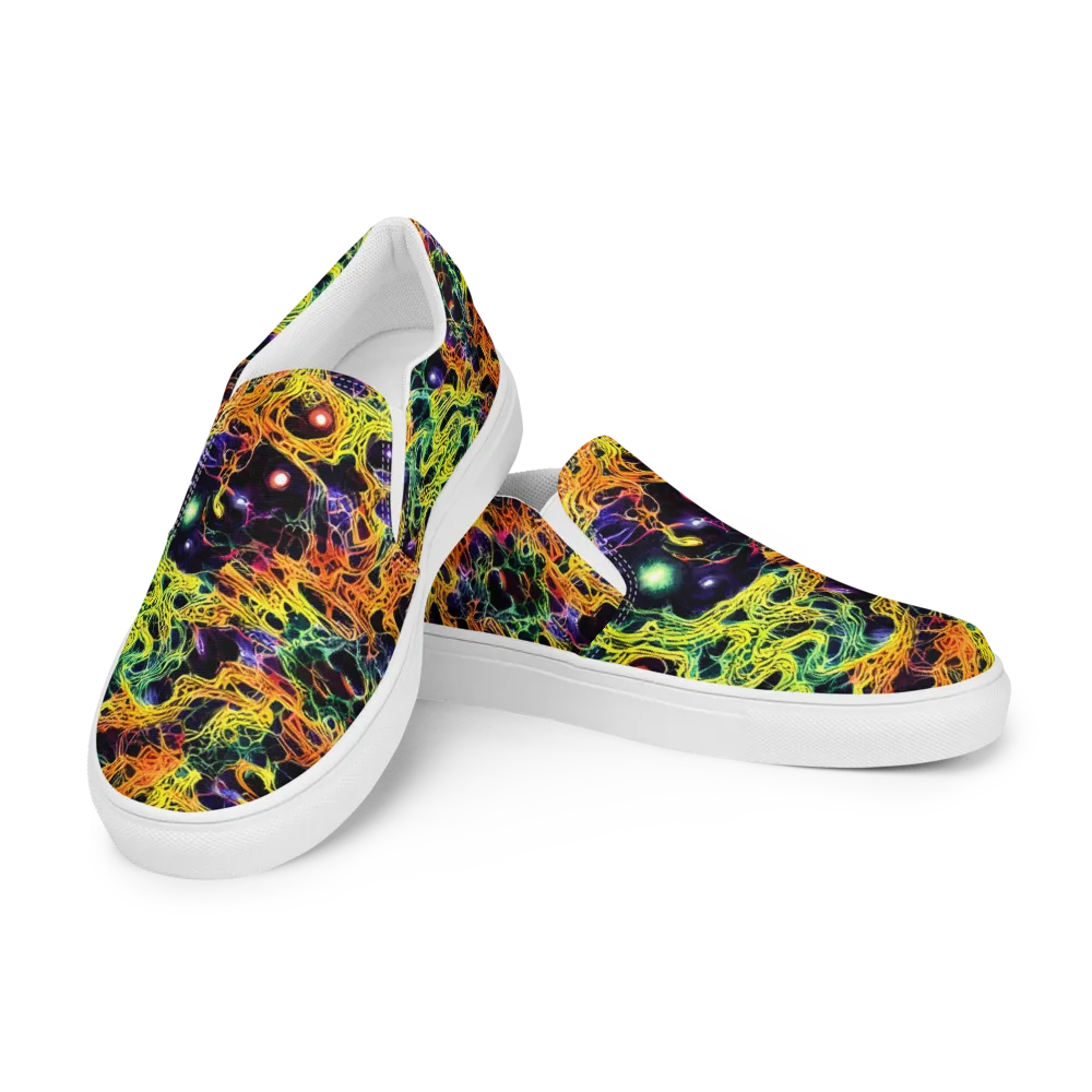 Voltage Veins on Women's Slip-On Canvas Shoes — Left Front