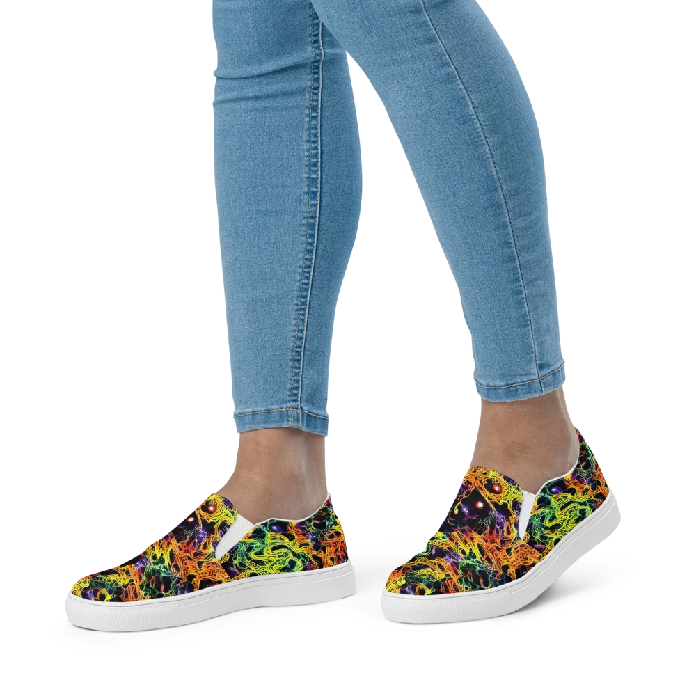 Voltage Veins on Women's Slip-On Canvas Shoes — Front