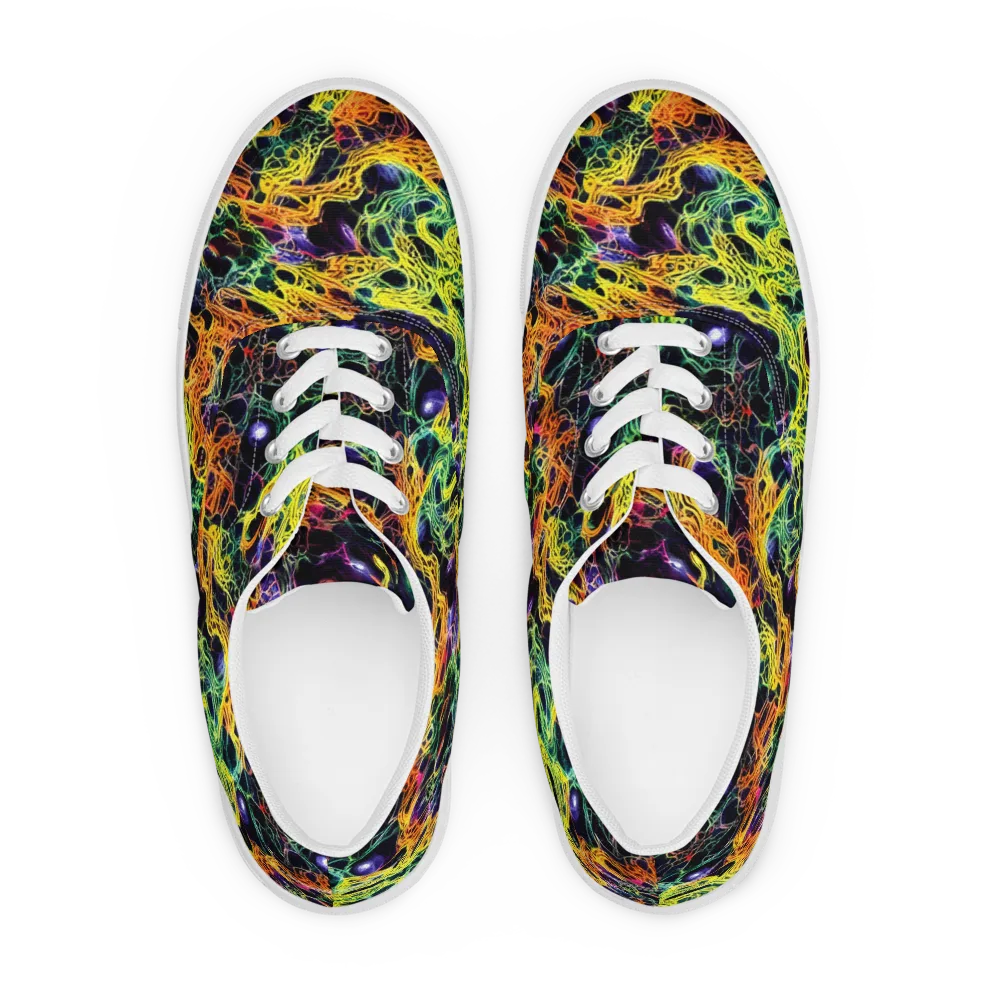 Voltage Veins on Men's Lace-Up Canvas Shoes — Front